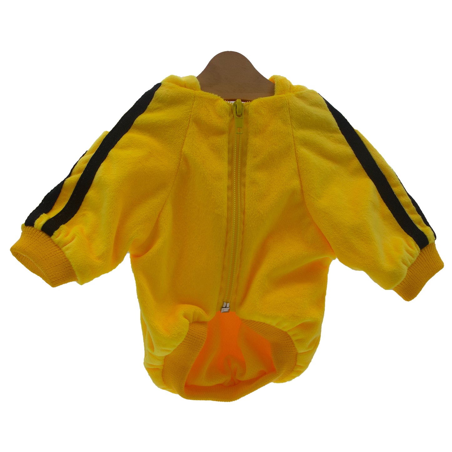 Dog Zip-Up Hoodie with Stripes - Yellow