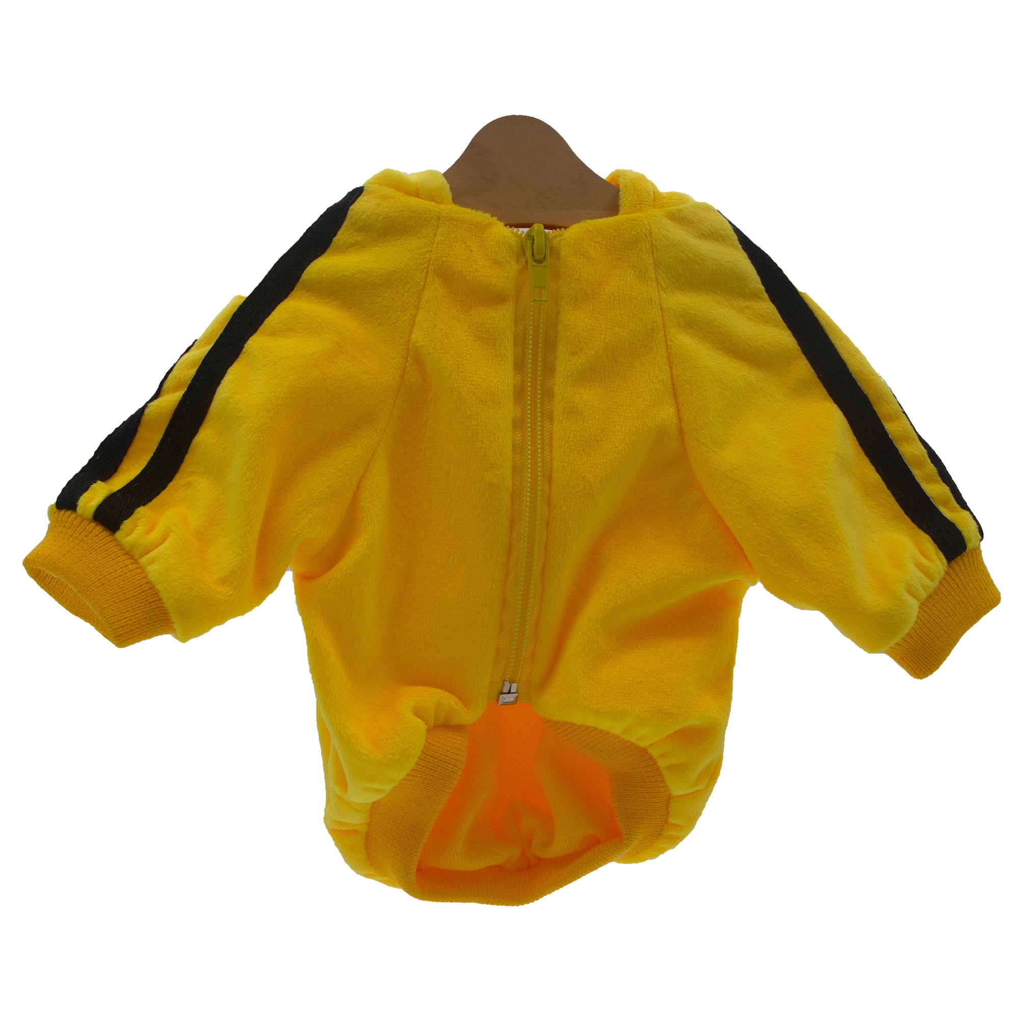 Dog Zip-Up Hoodie with Stripes - Yellow
