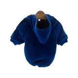 Dog Zip-Up Hoodie with Stripes - Blue