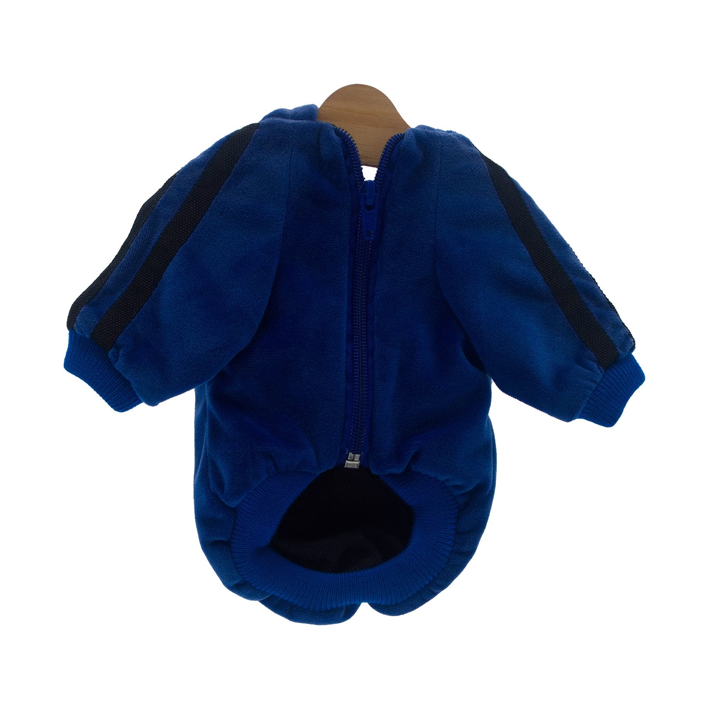 Dog Zip-Up Hoodie with Stripes - Blue