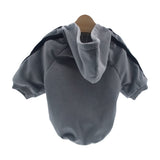 Dog Zip-Up Hoodie with Stripes - Gray