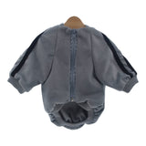 Dog Zip-Up Hoodie with Stripes - Gray