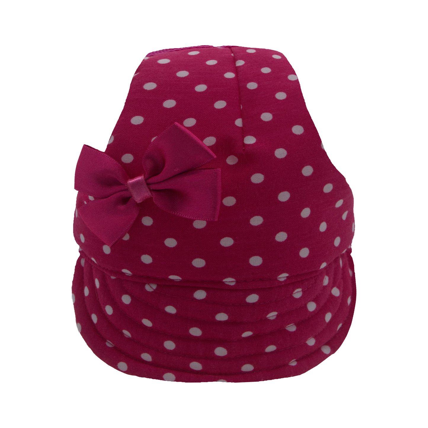 Fuchsia Large Dots with Bow Dog Hat