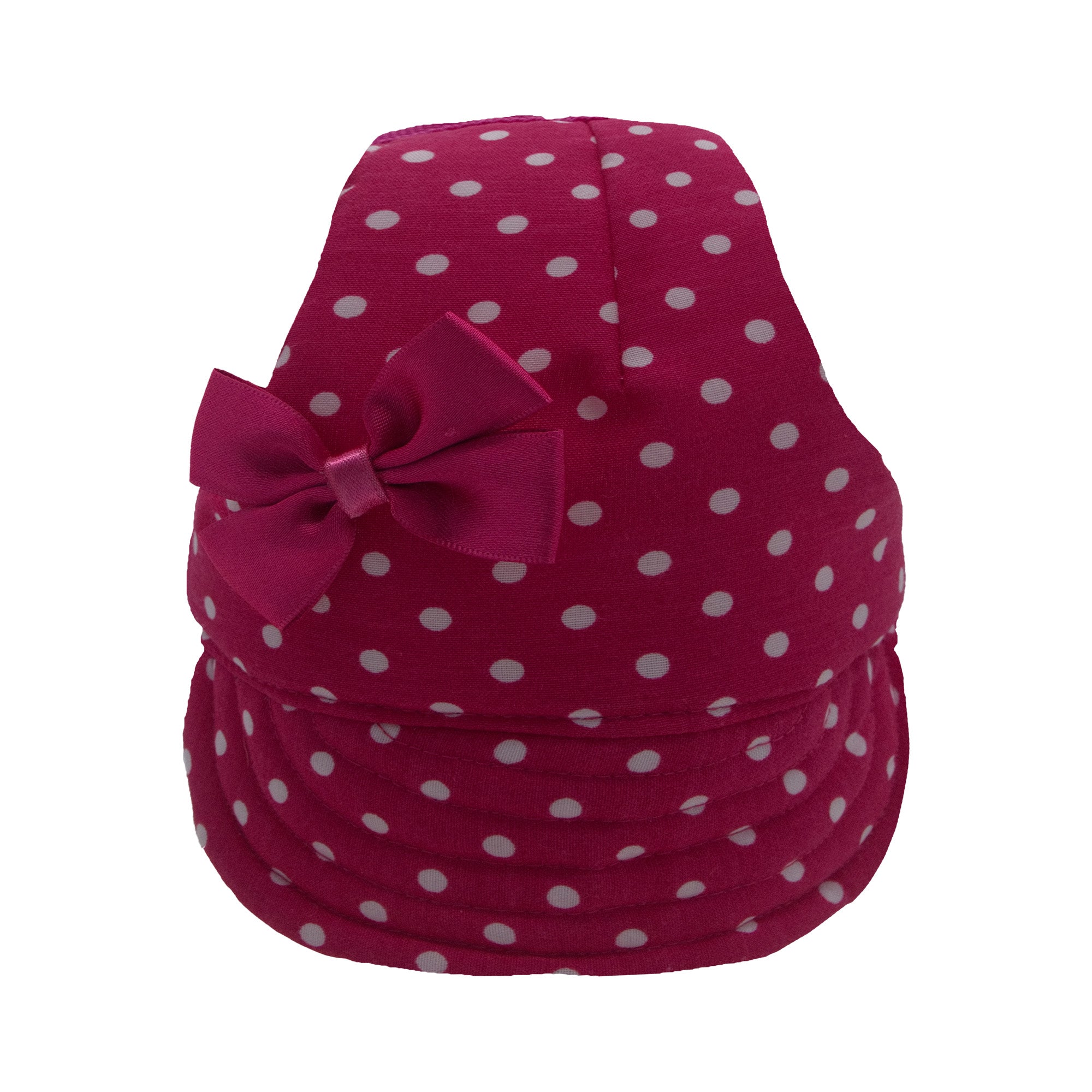 Fuchsia Large Dots with Bow Dog Hat