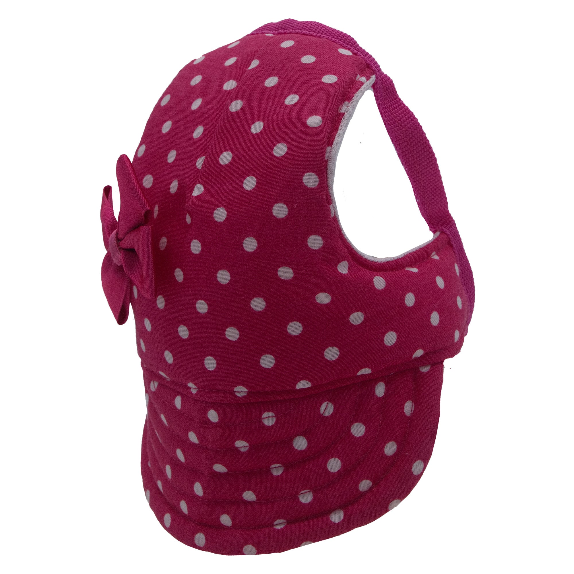 Fuchsia Large Dots with Bow Dog Hat