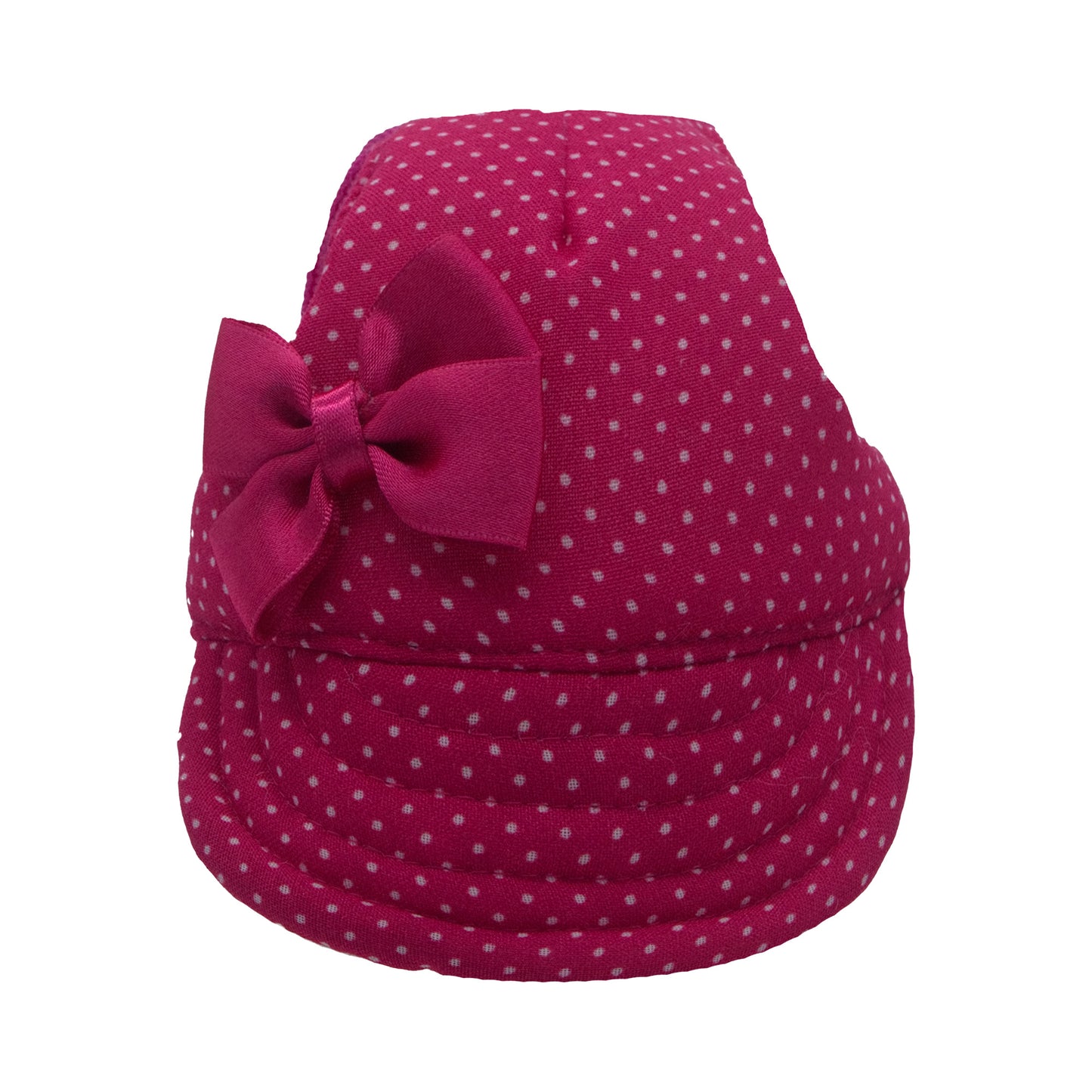 Fuchsia Small Dots with Bow Dog Hat