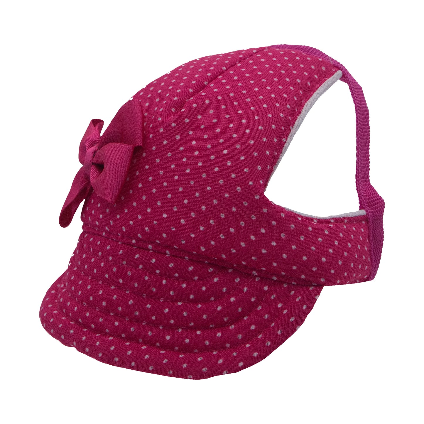 Fuchsia Small Dots with Bow Dog Hat