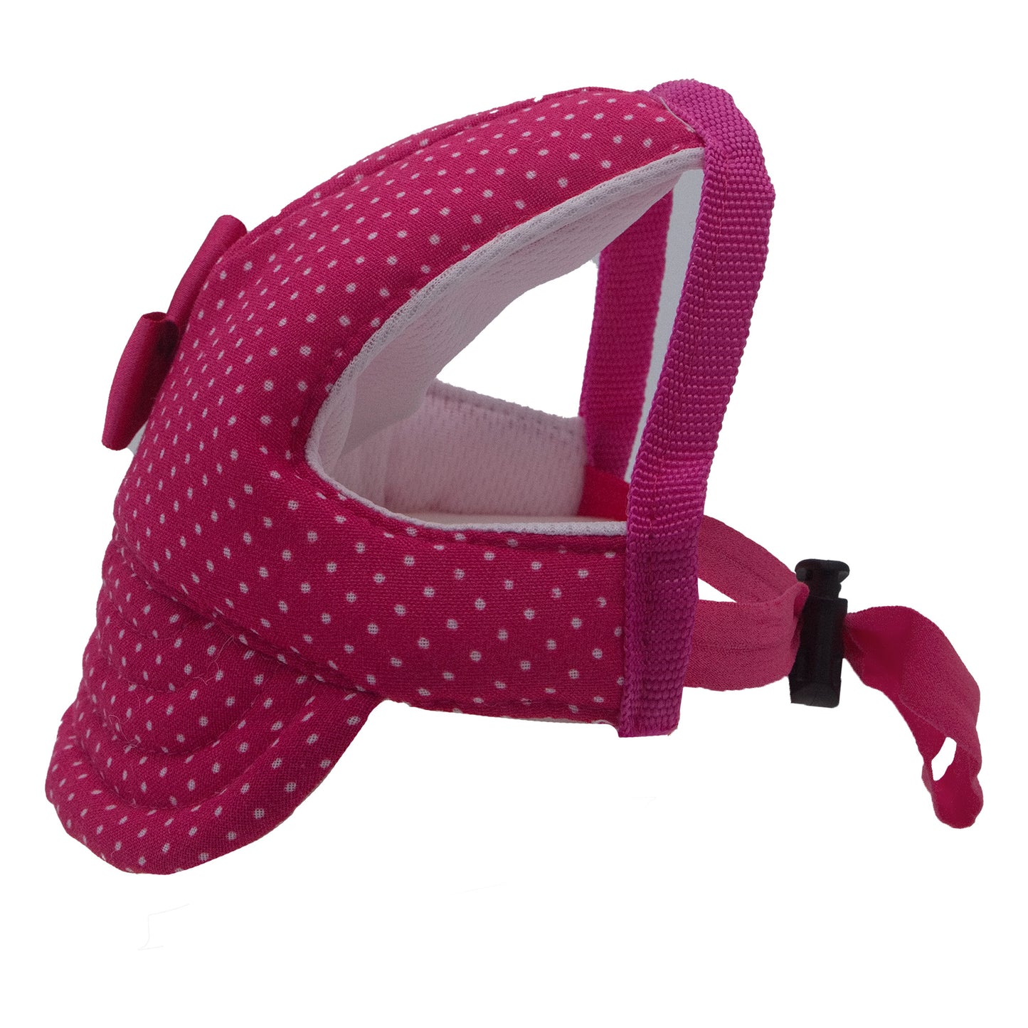 Fuchsia Small Dots with Bow Dog Hat