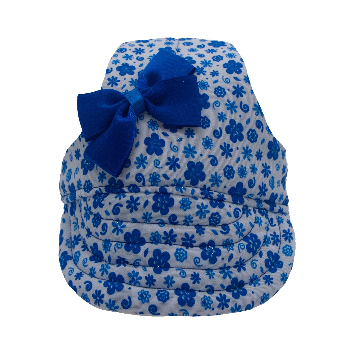 Dark Blue Flowers with Bow Dog Hat