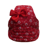 Dog Red Small Flowers with Bow Hat