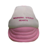 Warning: I Steal Hearts Dog Hat - Pink & Beige