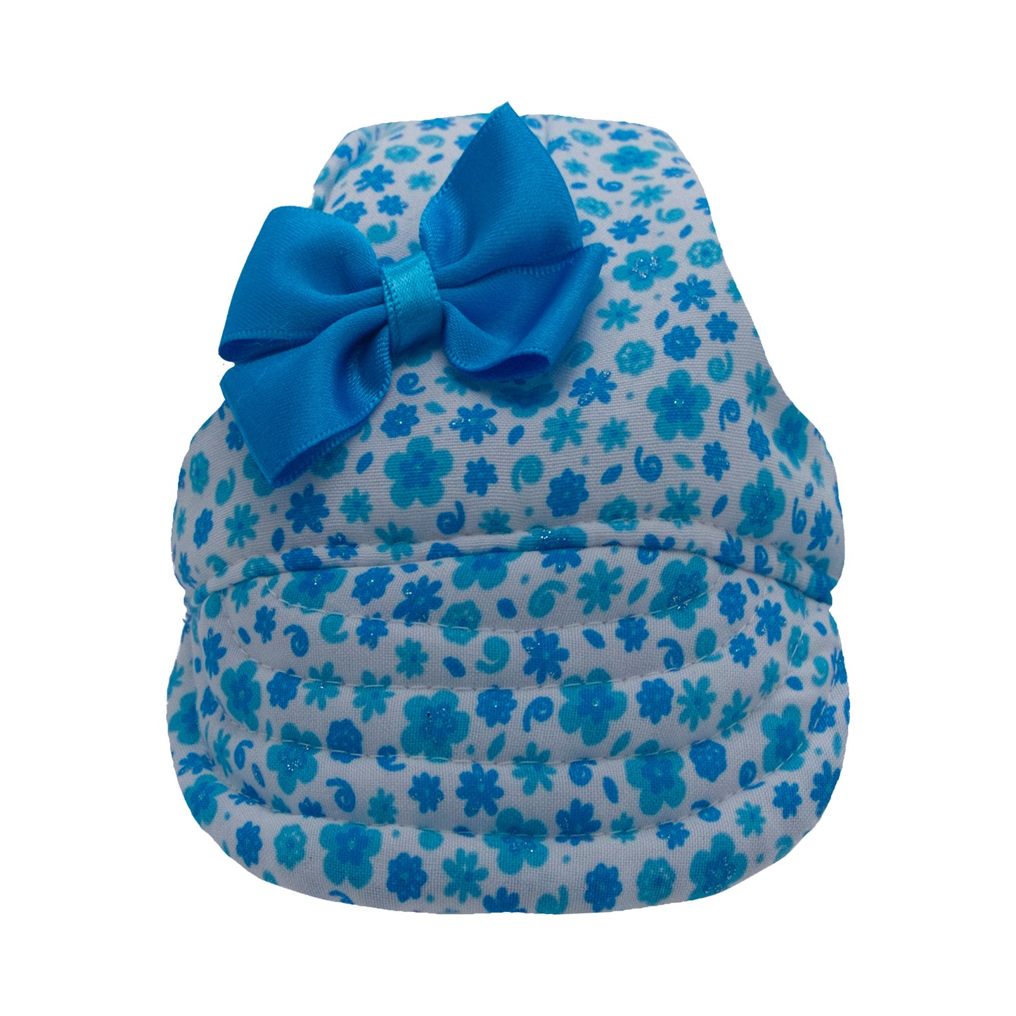 Light Blue Flowers with Bow Dog Hat