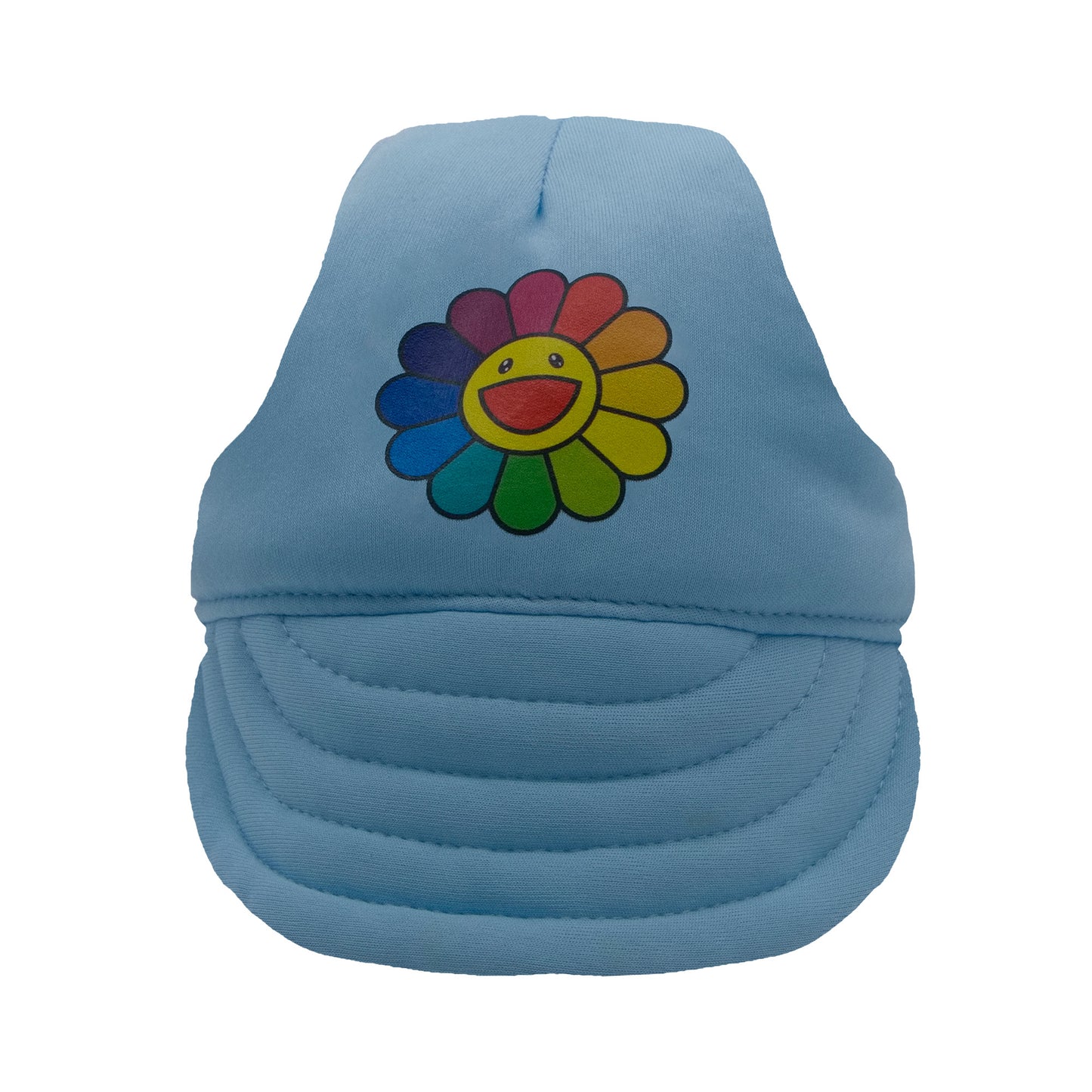 Light Blue Rainbow Flower Dog Hat