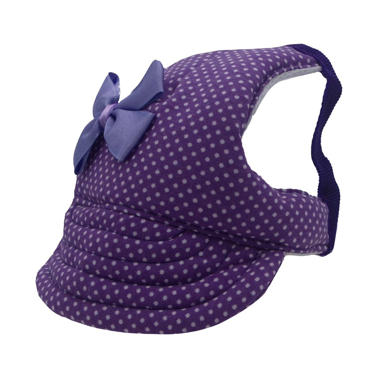 Purple Small Dots with Bow Dog Hat