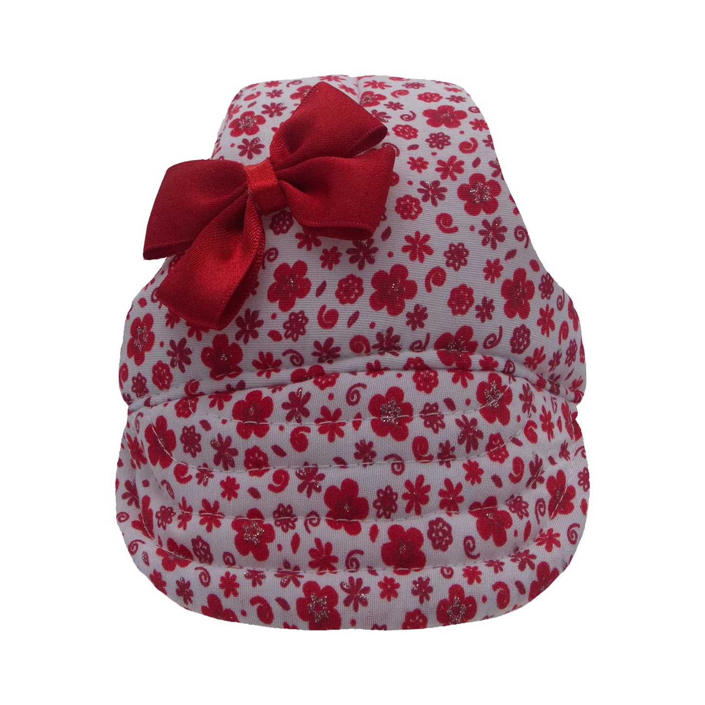 Red Flowers with Bow Dog Hat
