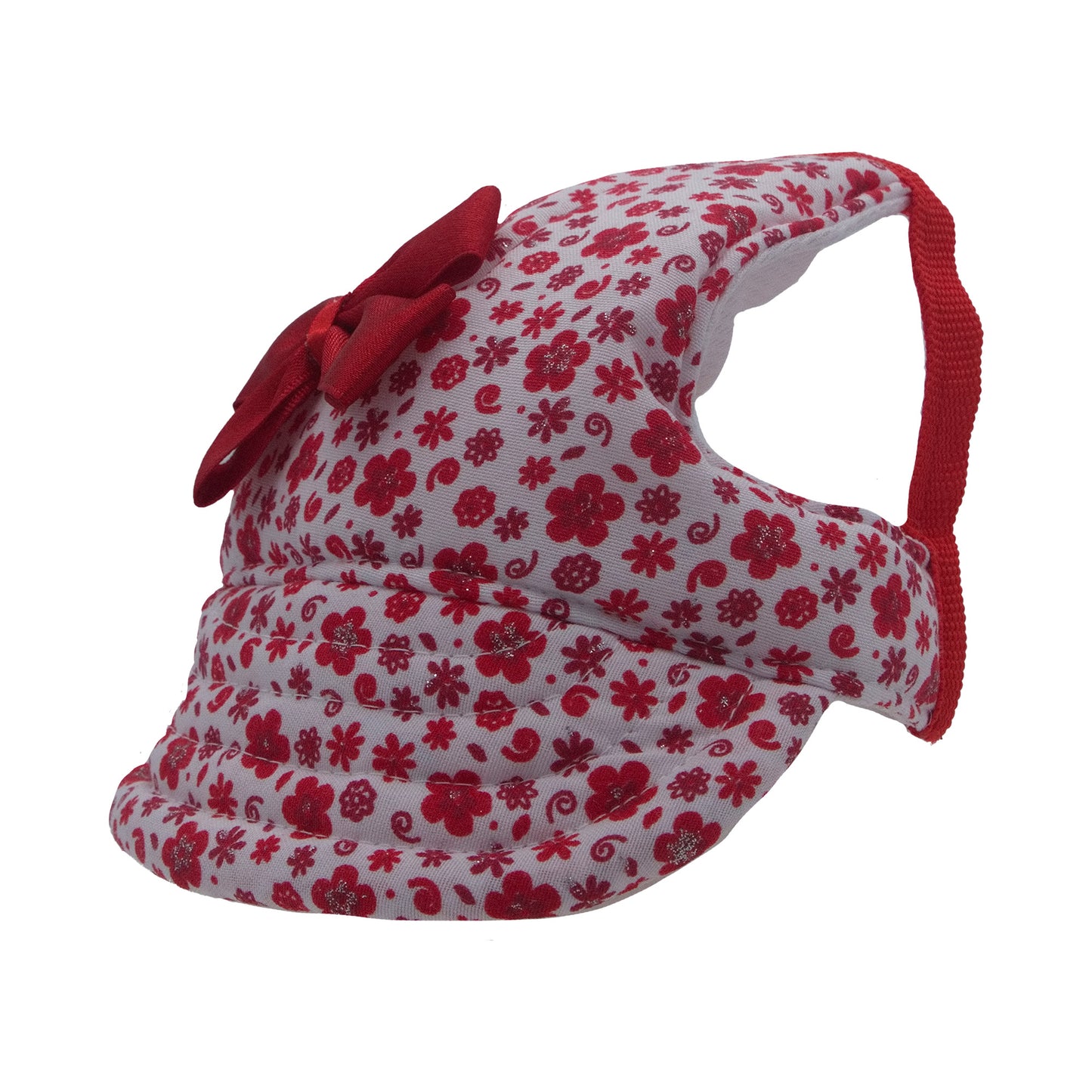 Red Flowers with Bow Dog Hat